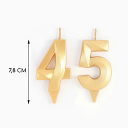 Свеча в торт юбилейная Грань (набор 2 в 1), цифра 45, цифра 54, золотой металлик, 6,5 см - Страна карнавалия фото 2