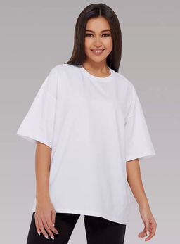 K11613 Футболка OVER SIZE (плотный хлопок) БЕЛЫЙ