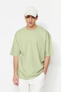 Mint Oversize/Genis Kesim %100 Pamuk K?sa Kollu Basic T-Shirt TMNSS22TS0318
