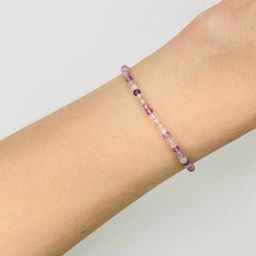 Браслет из Рутилового кварца, Аметиста и Клубничного кварца 17,5 см +