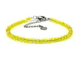Браслет из циркона шарик гр.3мм цв.лимонный, 17см