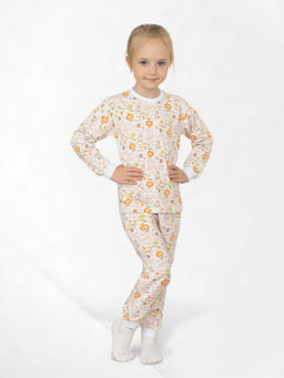 Пижама детская молочная с принтом джунгли