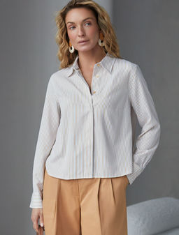 Укороченная блузка в полоску из эластичного хлопка