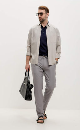 Брюки лен Р211-0872 l.grey