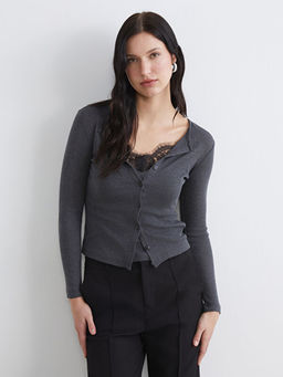 Bisiklet Yaka Dantel Detayl? Kad?n Body