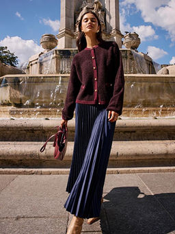 Beli Lastikli Saten Pileli Etek