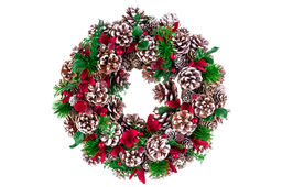 Новогоднее украшение венок 34*34*8 см Заснеженные шишки круг - Elan gallery фото 10