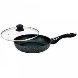 Сковорода с антипригарным покытием "Kelli" д22см, мраморное покрытие, индукционное дно, стеклянная крышка с паровыпуском (Китай) Подходит для всех видов плит. Можно мыть в посудомоечной машине