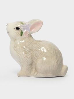Емкость для соли или перца, 8 см, керамика, серая, Кролик с цветами, Brown Rabbit