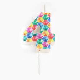 Свеча в торт на шпажке Калейдоскоп, цифра 4, 7 см - Simaland фото 3