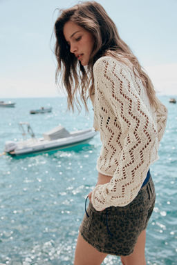 CHAQUETA PUNTO CALADO ZIGZAG / Crudo - Zara фото 2