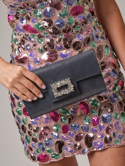 Клатч замшевый Deboro 31016 синее серебро