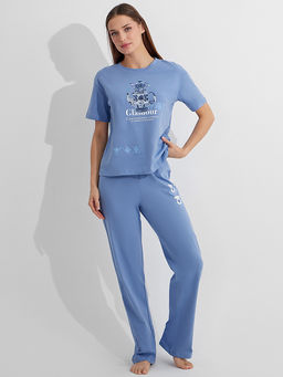 Комплект домашний женский синий с надписью
