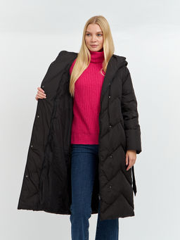 Пуховик женский черный длины миди - Glenfield фото 3