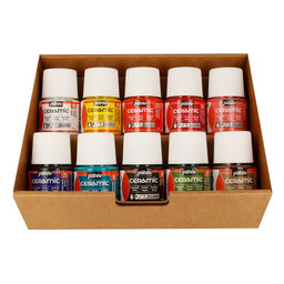 PEBEO Набор красок Ceramic Коллекция по керамике и металлу с аксессуарами 10 цв. х 45 мл 758451