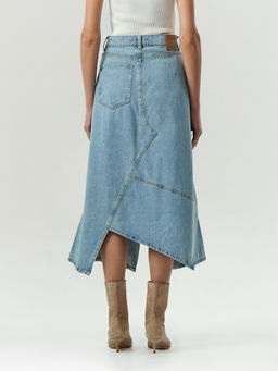 ЕМКА / Джинсовая юбка миди косого кроя - Emka фото 4