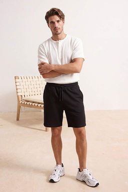Siyah Regular/Normal Kesim _nterlok Basic _ort & Bermuda TMNSS26SR00001