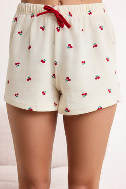 Ekru Kiraz Nak?sl? Yumusak Tuse Waffle Orme Pijama Tak?m? THMSS26PT00070