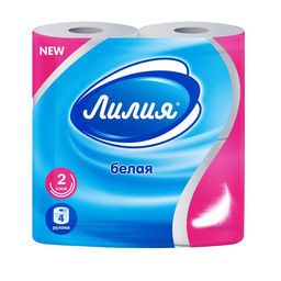 Цена за 2 шт. Туалетная бумага «Лилия», 2 слоя, 4 рулона, белый цвет