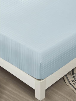 Простыня на резинке 200x200 С НАВОЛОЧКАМИ 50х70 см Мерцана Страйп-сатин (Голубой)