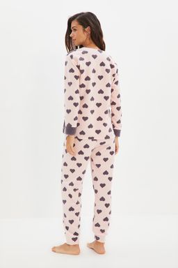 Trendyolmilla Bordo Kalpli Kedi Nak?sl? Uyku Bantl? Polar K?sl?k Orme Pijama Tak?m? THMAW21PT0669  фото 4