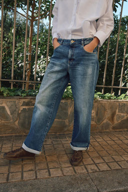 Z.07 RELAXED FIT HIGH-WAIST JEANS WITH TURN-UP HEMS - Zara фото 16