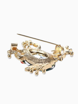 Брошь «Болотная лягушка», гранёная, зелёная в золоте