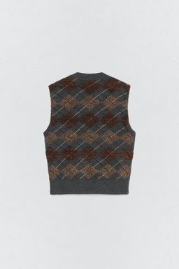 CHALECO PUNTO ROMBOS TEXTURA SOSHIOTSUKI X ZARA / Gris antracita  фото 6