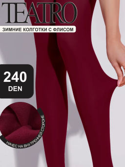 Колготки женские теплые с флисом TEATRO ICE STYLE 240 den COLOR винный