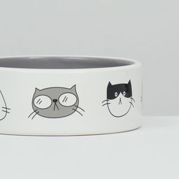 Миска керамическая Четыре кота 300 мл 12,5 x 4,5 cм, бело-серая - Пижон фото 4