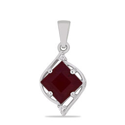 Подвеска, 1 рубин корунд квадрат 7 мм/2.62 ct, Гликерия