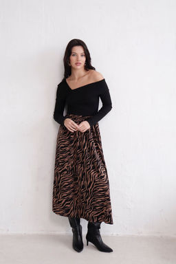 11321 Юбка А-силуэта кофейно-чёрная - Martichelli фото 2