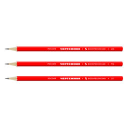 ВКФ Чертежник 3B-1000 Набор графитных карандашей заточенный ассорти 16 х 3 шт. 2Т, ТМ, 2М