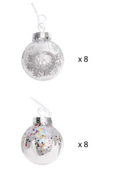 Набор новогодних шаров 6 см (16 шт) SF-7805, серебро - Больше подарков фото 2