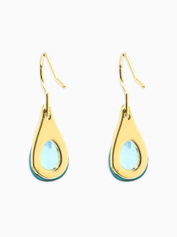 Серьги "Капля",  цвет голубой в золоте