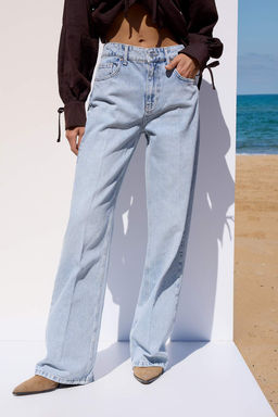 More Sustainable Mavi Rejeneratif Pamuk Normal Bel Utu Izli Wide Leg Jeans TWOAW26JE00220 - Trendyolmilla фото 3