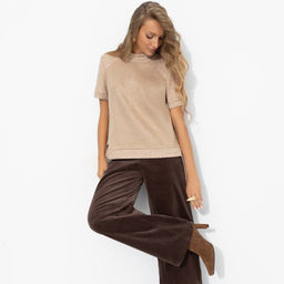 Водолазка из экозамши, Фирменное приветствие (песочная) - Charutti фото 2