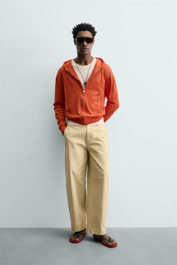 SUDADERA CAPUCHA RAYAS / Naranja