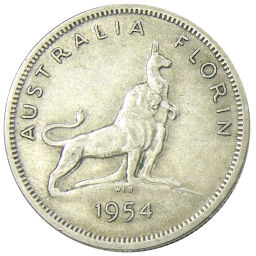 1 флорин (2 шиллинга) 1954 года Австралия  Королевский визит Елизаветы II