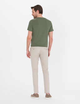 Bej Slim Fit Kanvas Pantolon