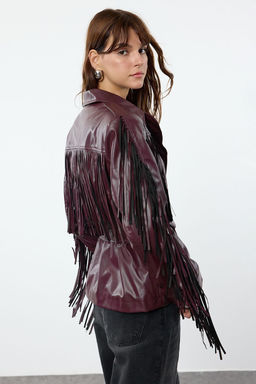 TRENDYOLMILLA Siyah Regular Kal?p Kemerli Puskul Detayl? Suni Deri Mont TWOAW25MO00227  фото 2