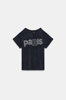 CAMISETA EFECTO LAVADO TACHAS / Carb?n