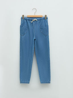 Beli Lastikli K?z ?ocuk Jean Pantolon