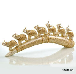 Статуэтка Слоны на бивне L-40 см / 7020 /уп 18/ бежевый