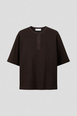Camiseta panadera en mezcla de lino Loose Fit