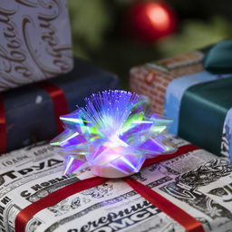 Светодиодная игрушка Бант-звезда 10 см, от батареек LR44?3, свечение мульти, перламутровая