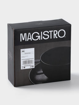 Чайная пара Magistro Carbon, 2 предмета: чашка 280 мл, блюдце d=16.5 см, фарфор, чёрная