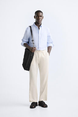PLEATED COTTON - LINEN TROUSERS