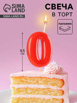 Цена за 3 шт. Свеча в торт «Красная», цифра 0