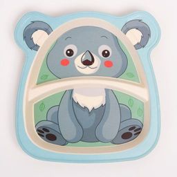 Набор бамбуковой посуды Коала, тарелка, миска, стакан, приборы, 5 предметов - Крошка я фото 3